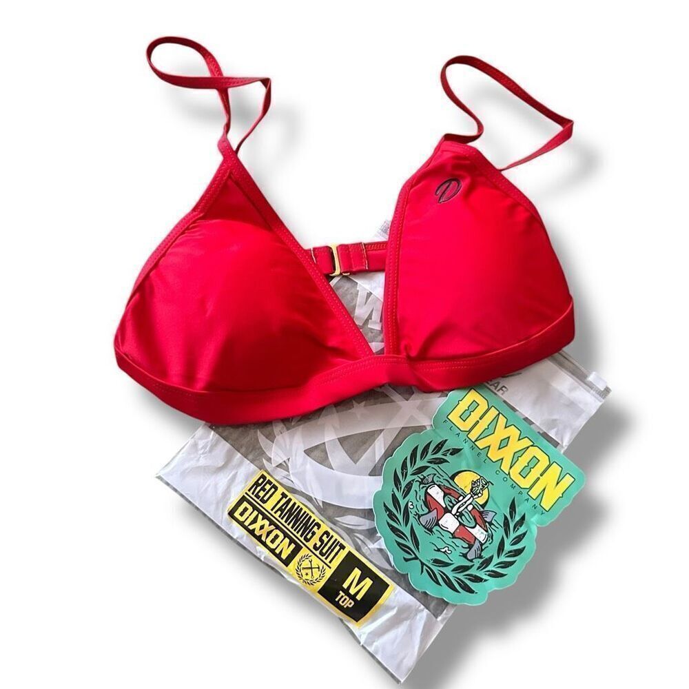 DIXXON Flannel Company Bright Red Triangle Bikini Top Tanning Suit